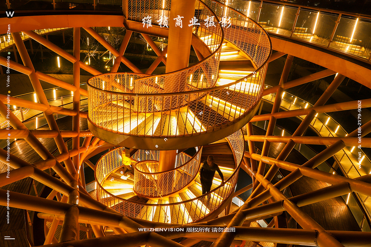 西安建筑空间园林景观亮化工程拍摄影 公园景区拍摄