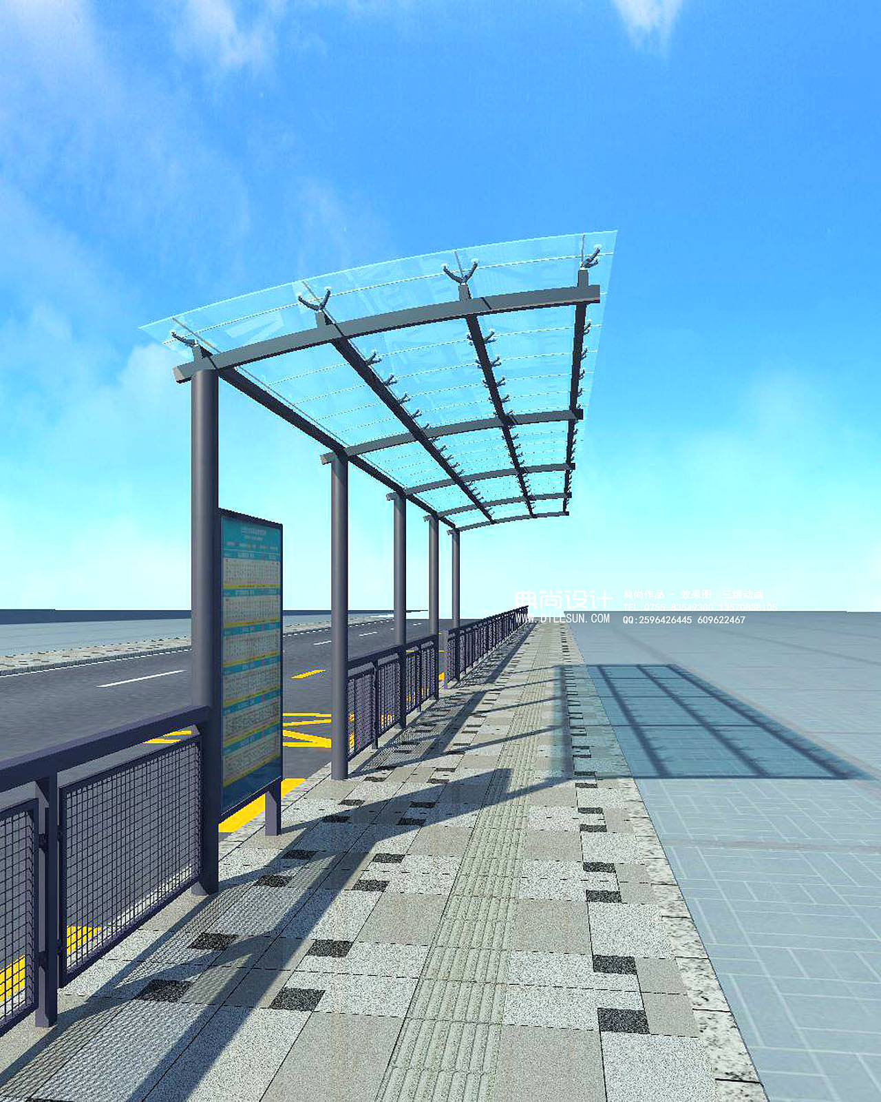 公交车站效果图作品