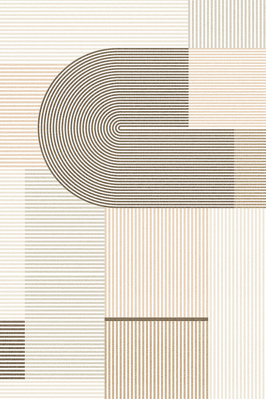 线条奶油风客厅地毯