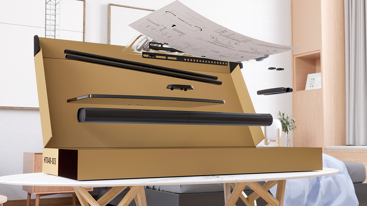 C4D写实动画渲染—大尺寸电视机支架，corona室内产品