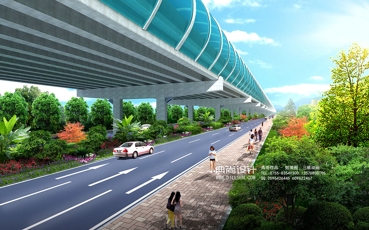 跨线桥效果图作品高架桥