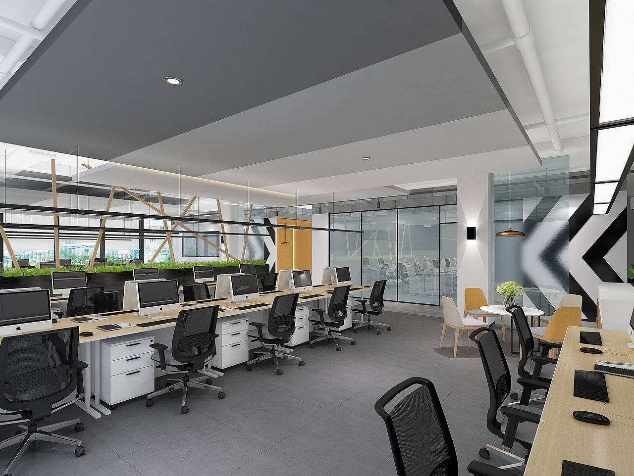 03
会议室<br> 会议室是聚集交流、灵感碰撞的区域,注重高效的沟通。桌椅和装饰都采用了明净极简的表达方式,透明落地玻璃加强空间的连贯性,打破沉闷感,更加凸显轻松自由的公司文化。