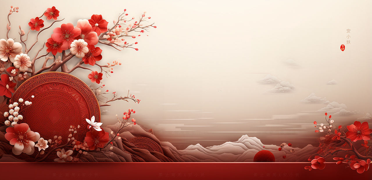 节日插画｜中国红背景（图ZMzQ5MzcyMjA0） - 新锐潮流插画 - 站酷设计师ANXIAOYAO9981原创素材 - 站酷ZCOOL