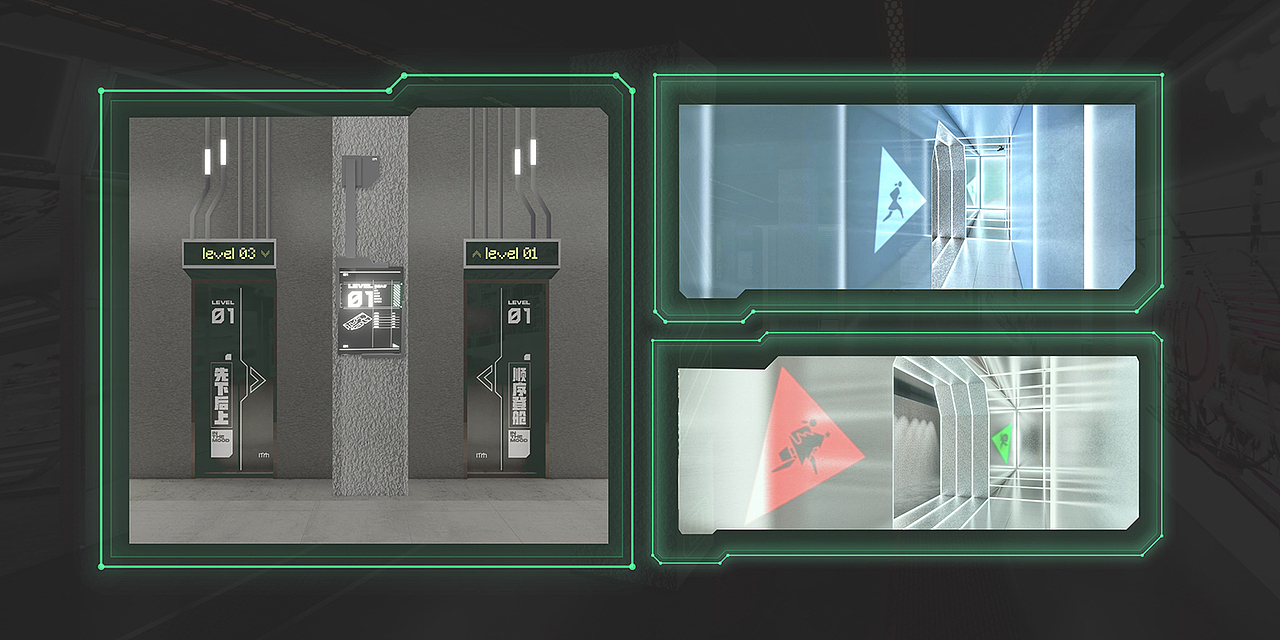 电梯间及卫生间导视
<br>