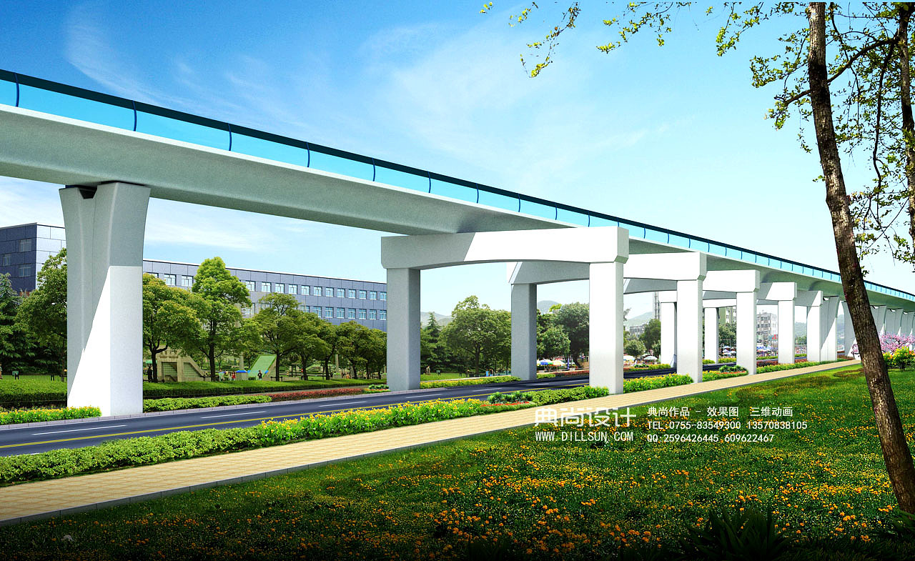 跨线桥效果图作品高架桥