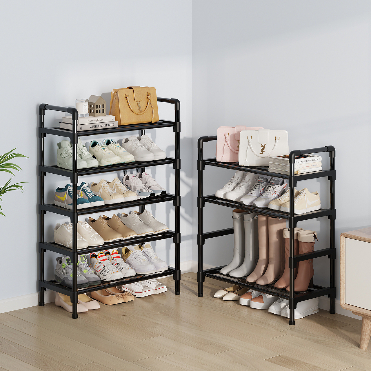 简易扶手塑料件鞋架电商用效果图