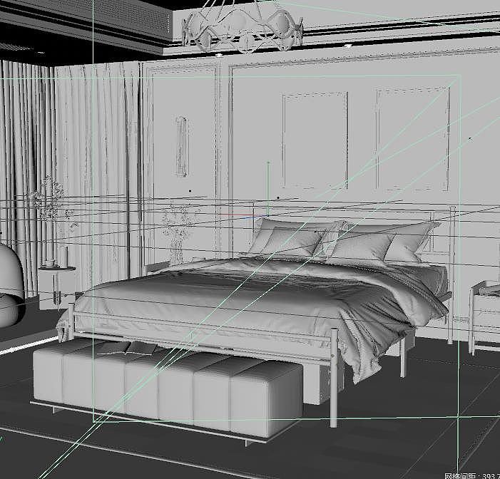 c4d 渲染 金色床展示