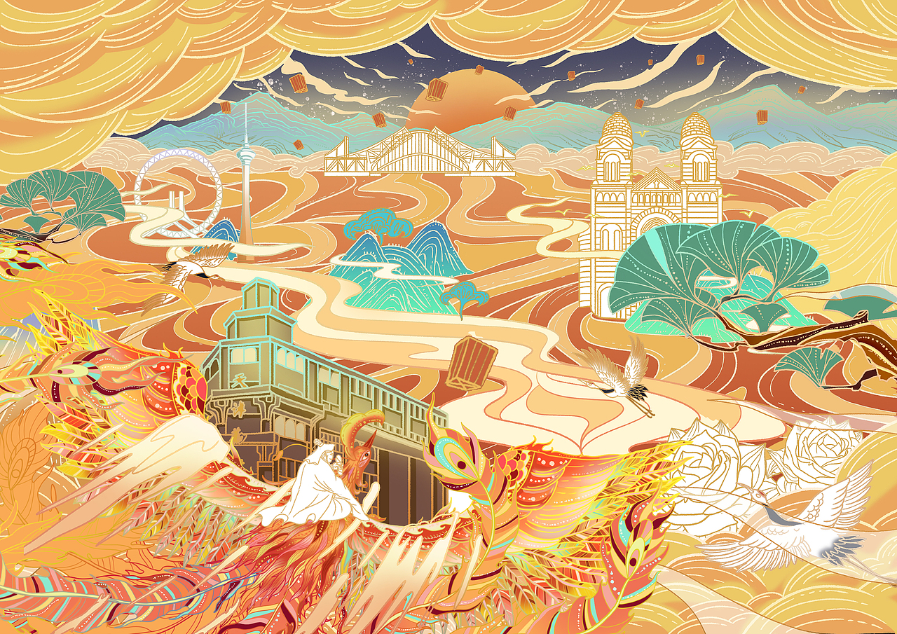 城市系列——天津游_插画师叁典壹肆-站酷zcool