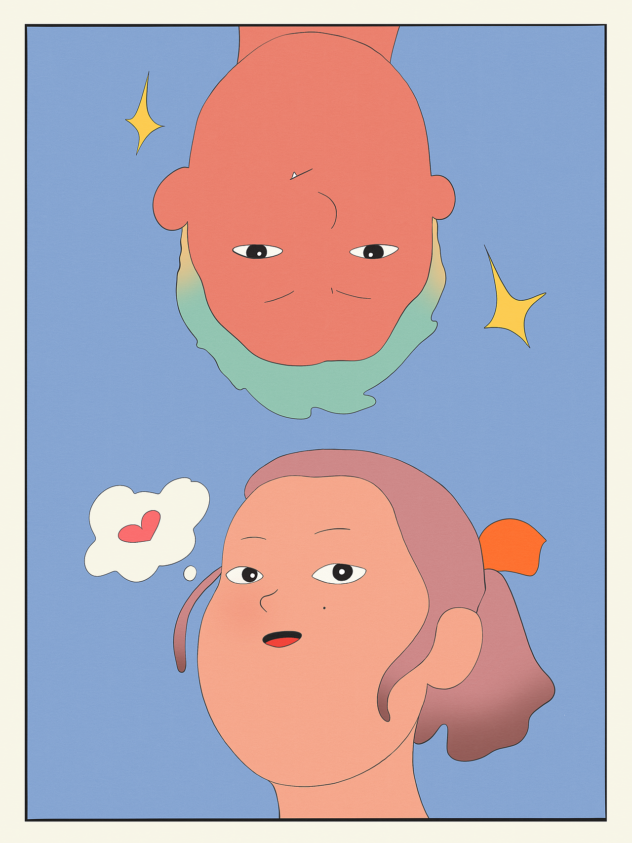 原创插画《自拍》