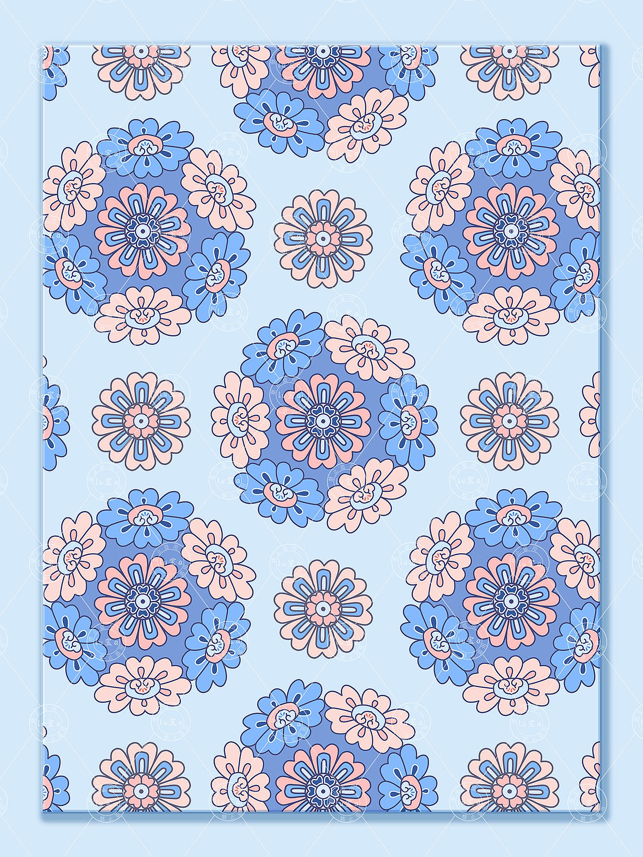 印花图案设计 家纺图案壁纸 传统图案刺绣小清新图案