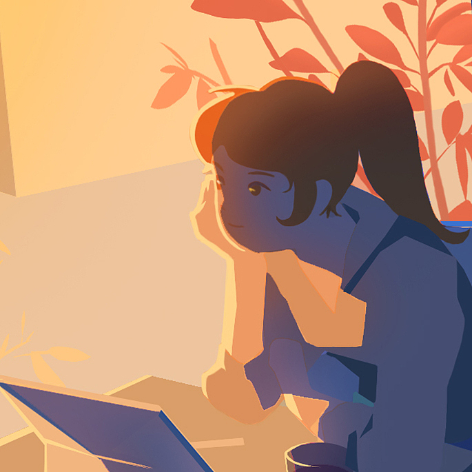 【LiAN】马尾咖啡宣传画