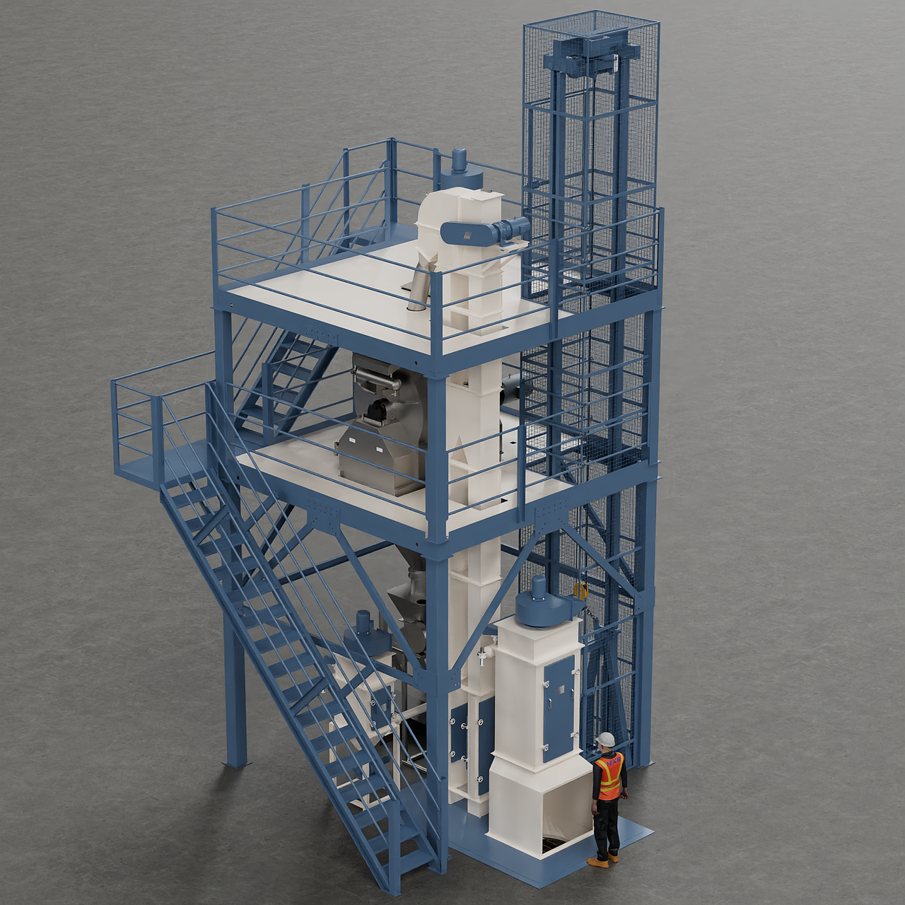 HHDJ斗提上料饲料添加剂生产线动画