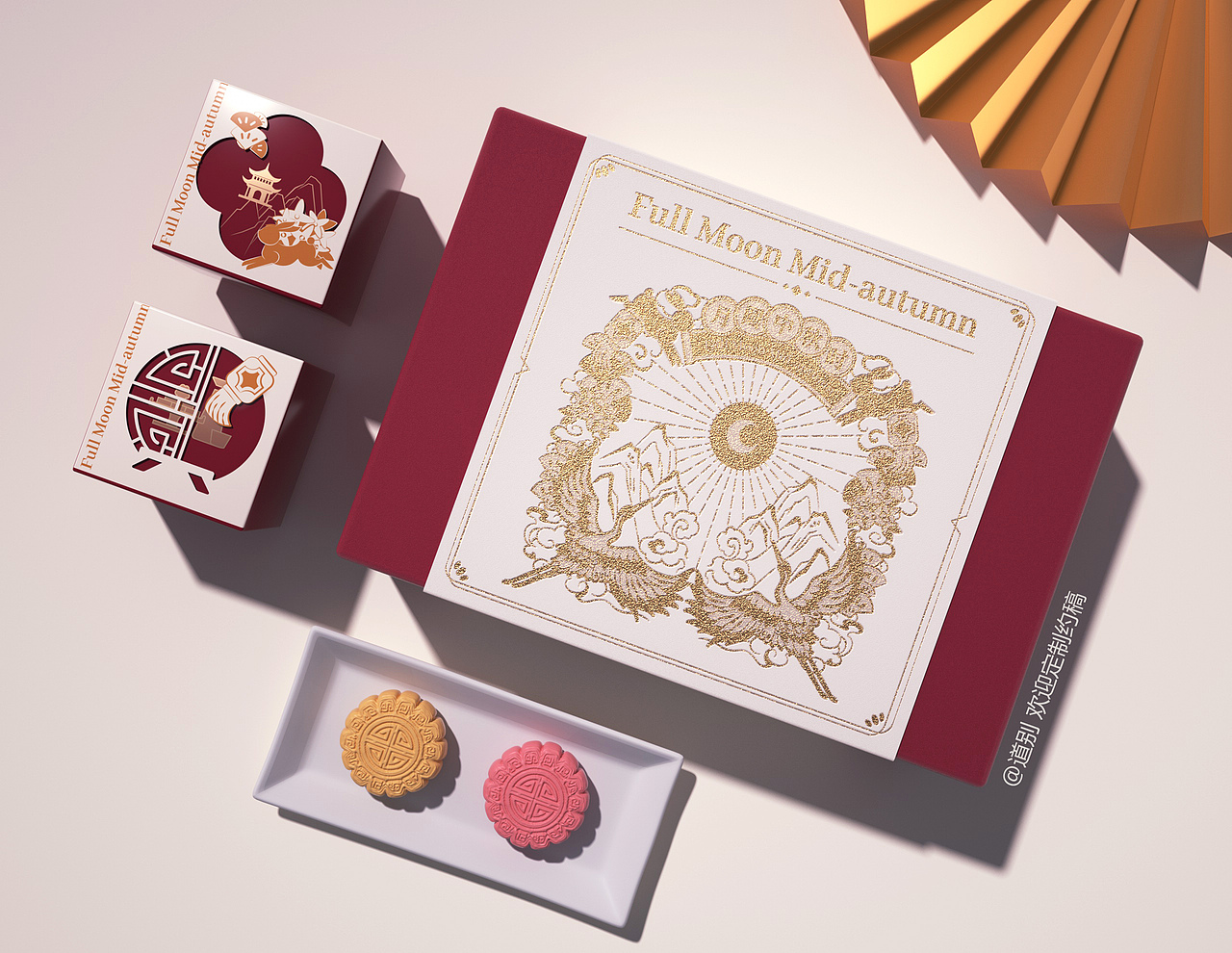 红色简约礼盒 | 中秋包装 | 简约插画礼盒 |