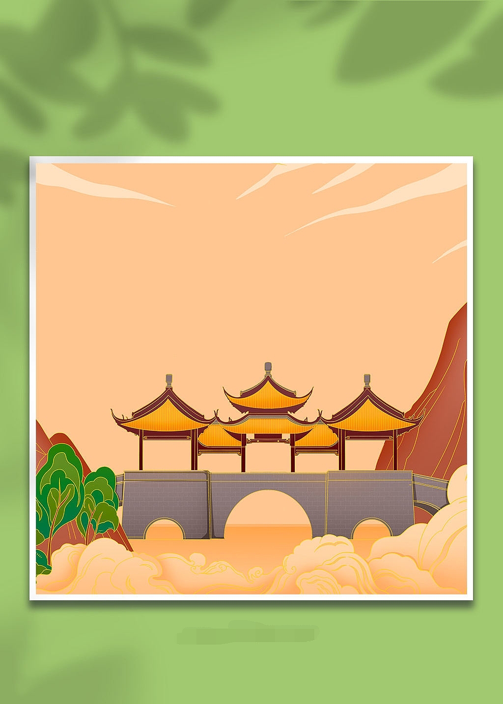 国潮地标建筑插画海报