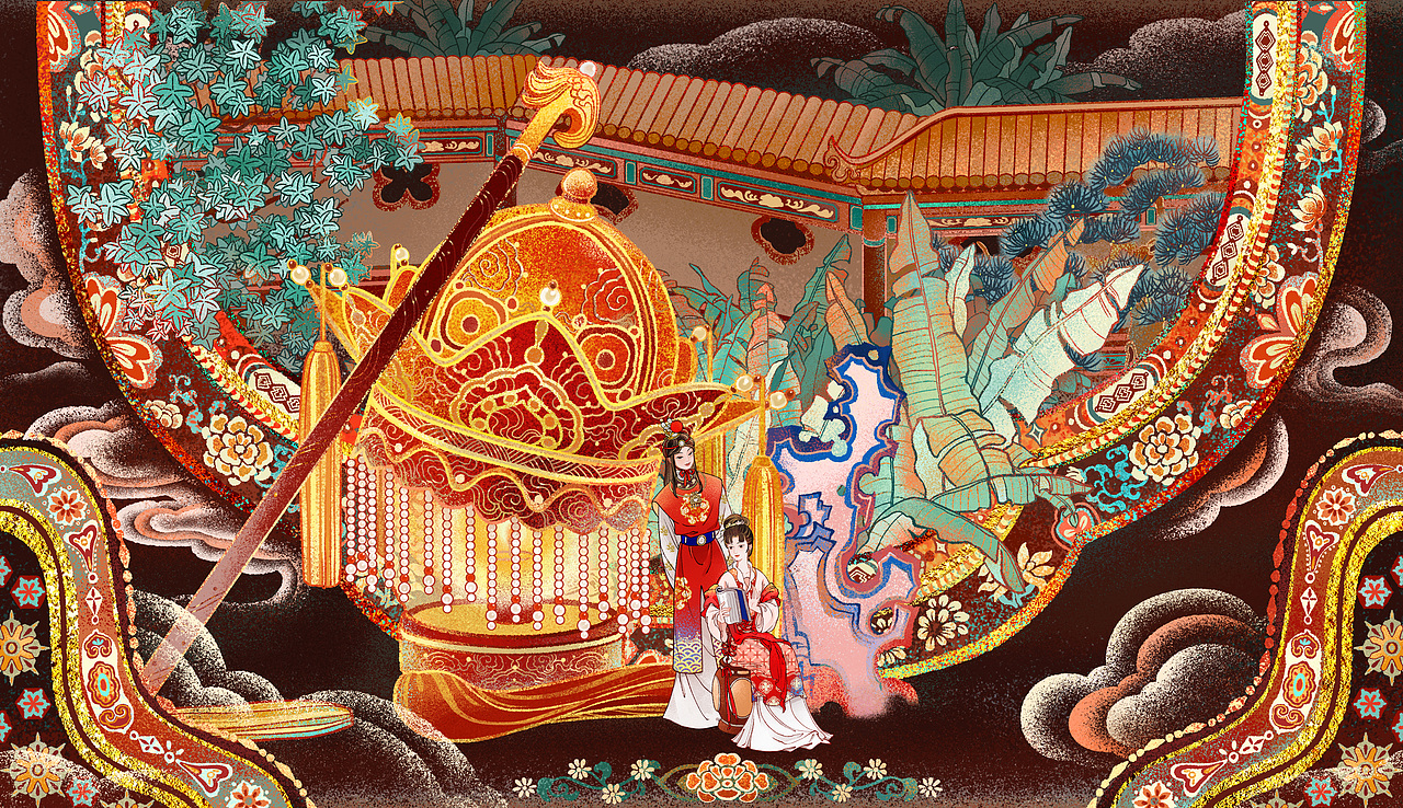 红楼梦-共读西厢（图ZMzE1MTc5MDky） - 商业插画 - 站酷设计师插画师宴山原创素材 - 站酷ZCOOL