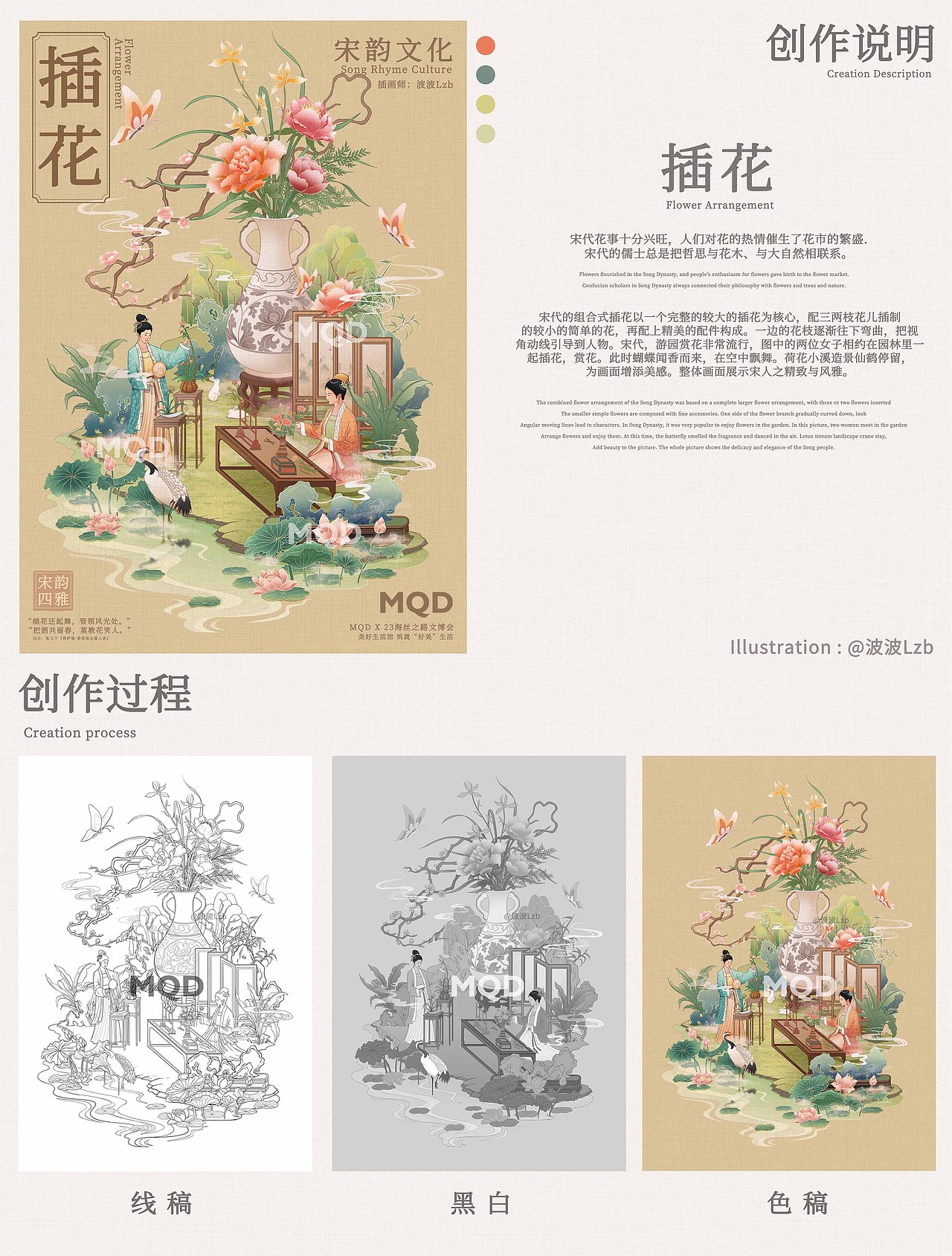 【MQD×23海丝之路文博会】宋韵四雅国风海报（图ZMzUxMTcyMTA0） - 商业插画 - 站酷设计师波波Lzb原创素材 - 站酷ZCOOL
