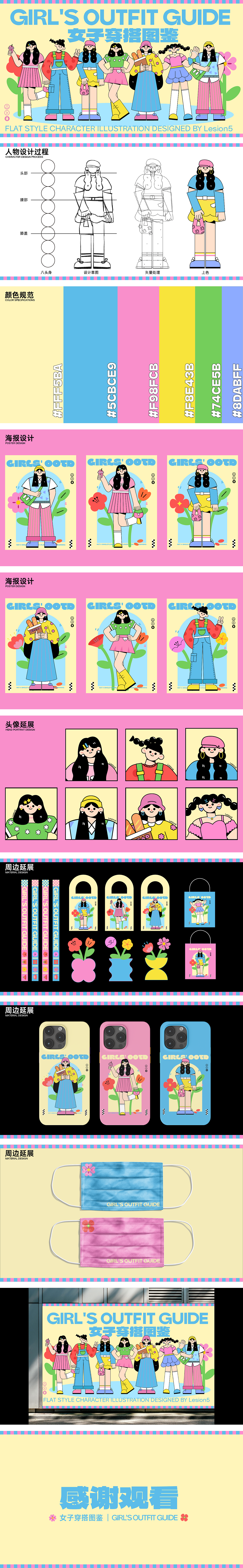 女子穿搭图鉴|扁平风人物