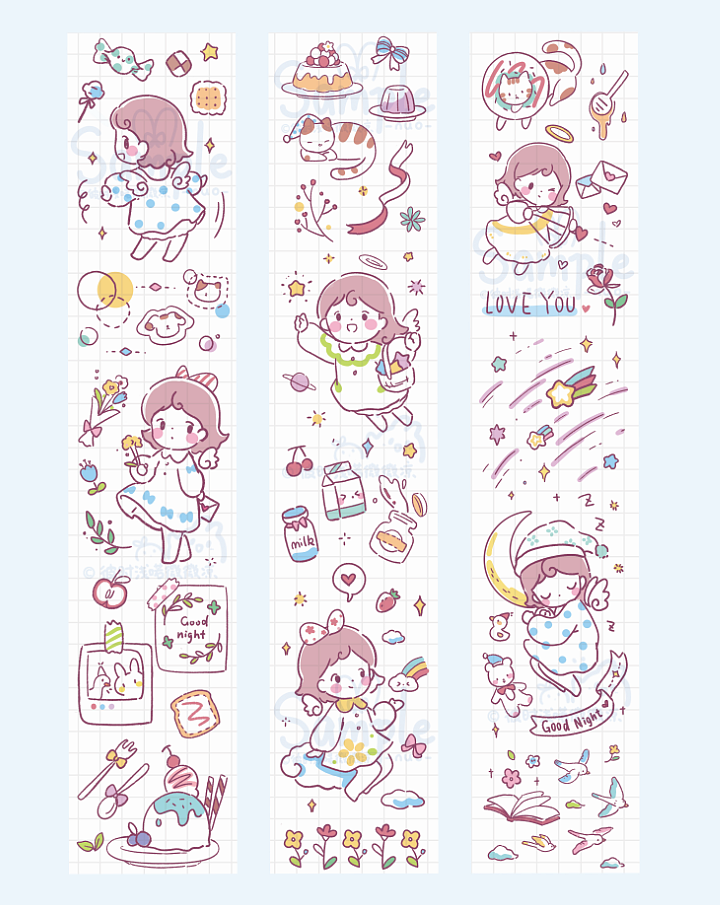 是之前畫的鹽系膠帶稿呀（圖ZMzA1MDkwNDI0） - 藝術(shù)插畫 - 站酷設(shè)計(jì)師彼時(shí)淺喏微微涼原創(chuàng)素材 - 站酷ZCOOL