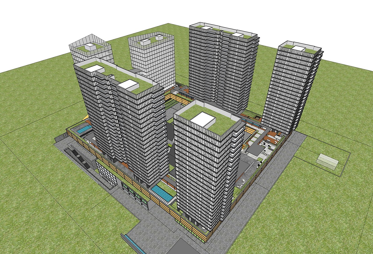 复合社区住宅SU模型下载