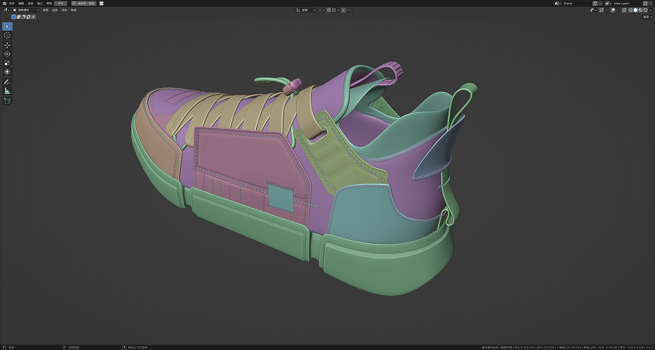 我用blender不用一张材质贴图做了一双李宁悟道（图ZMzA2NTIzODcy） - 产品 - 站酷设计师MSkins原创素材 - 站酷ZCOOL