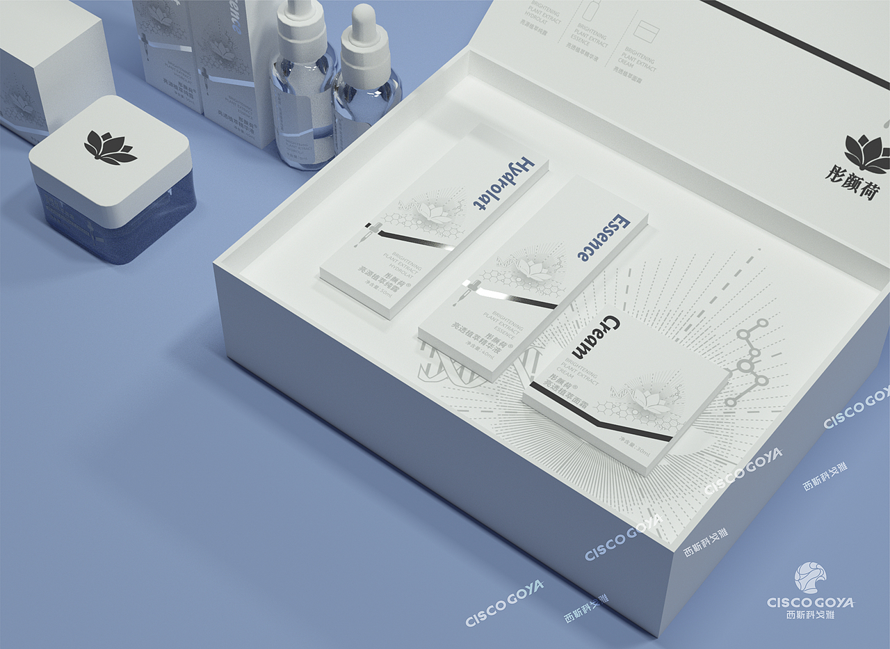 彤颜荷美妆护肤化妆品包装设计/天津包装设计/插画包装