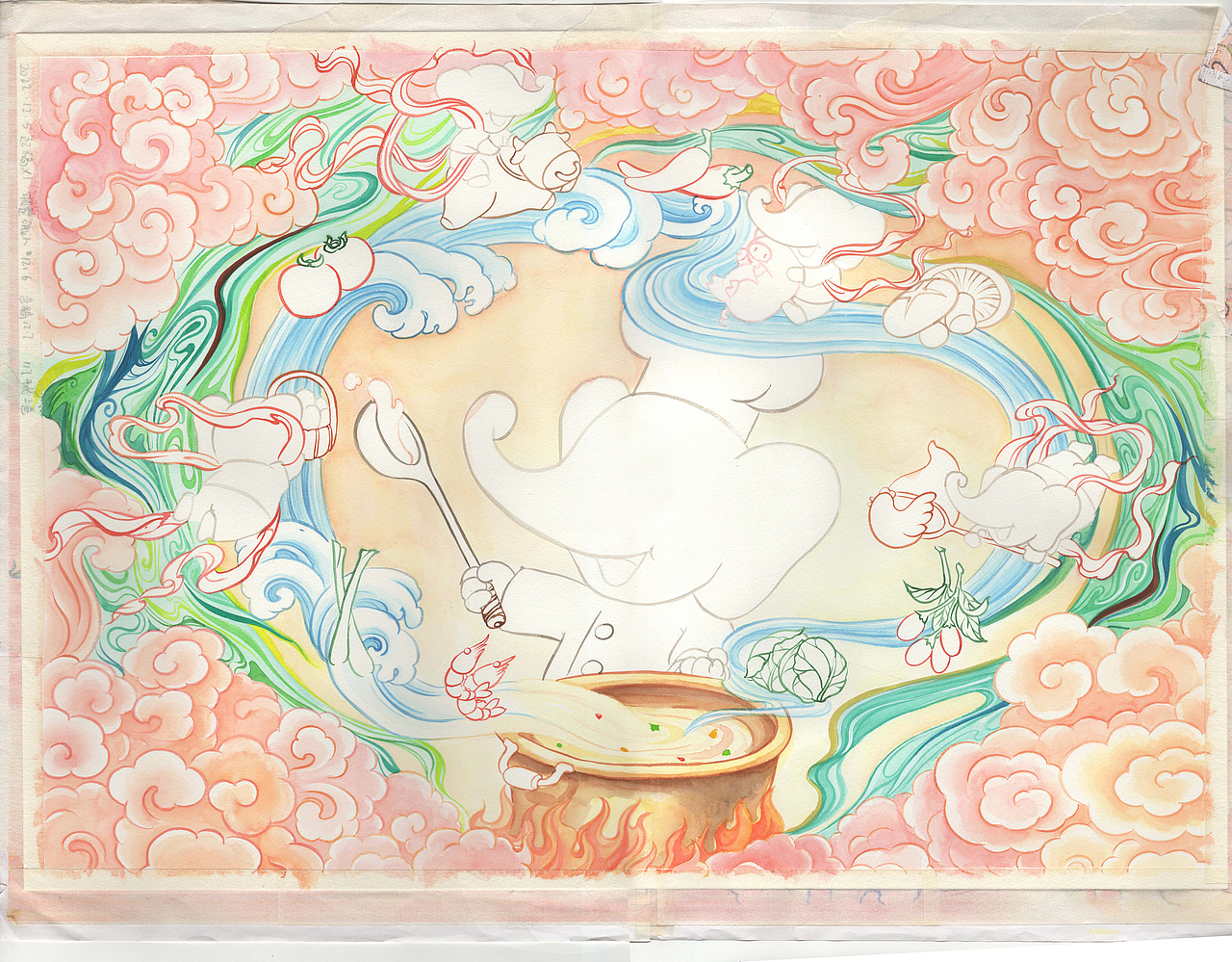 纯手绘水彩国风海报汤好喝白象——周小米女王（图ZMzI1NDIwOTEy） - 海报 - 站酷设计师周小米女王原创素材 - 站酷ZCOOL