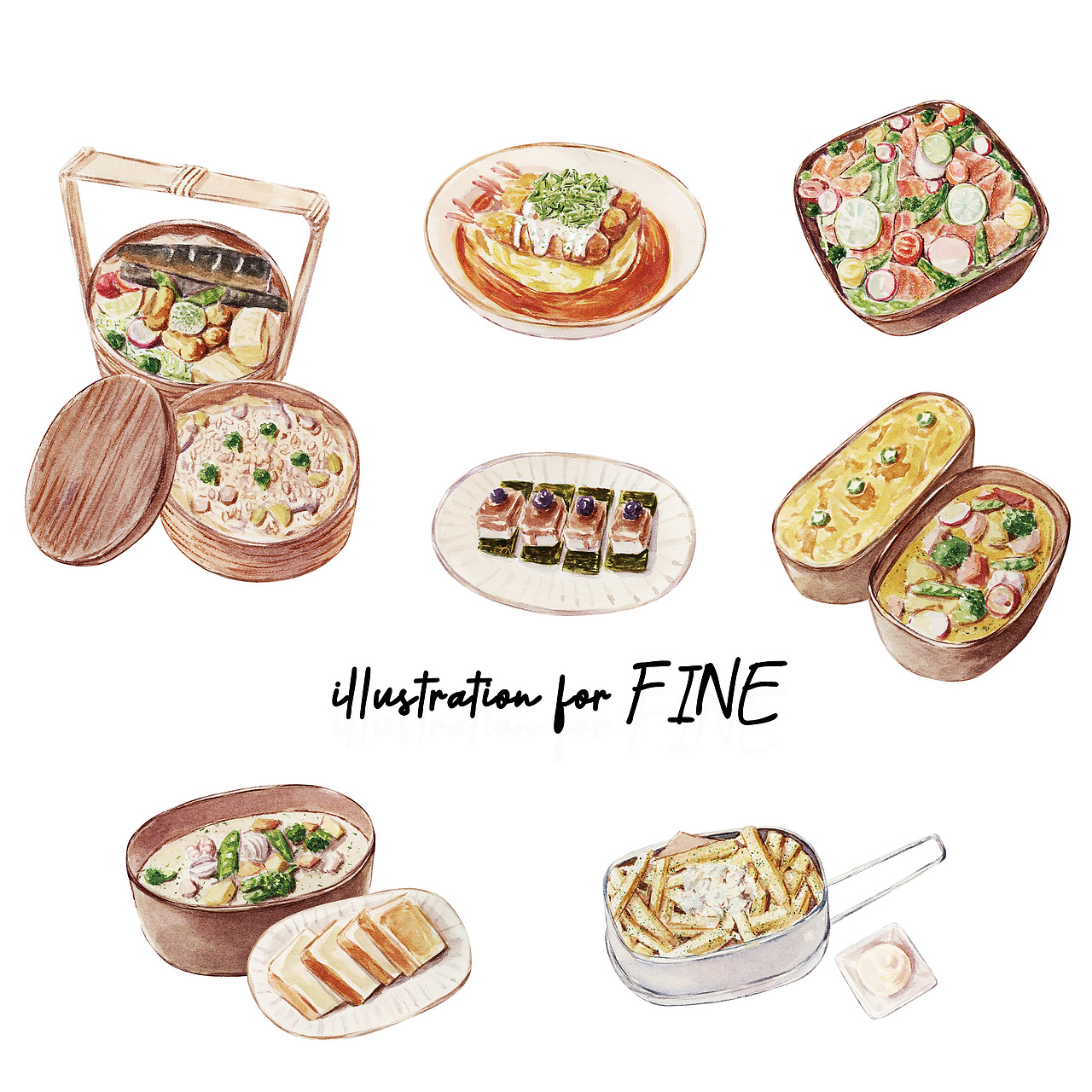 给FINE画新菜品（图ZMzAyOTE0NDIw） - 商业插画 - 站酷设计师麦片小猫原创素材 - 站酷ZCOOL