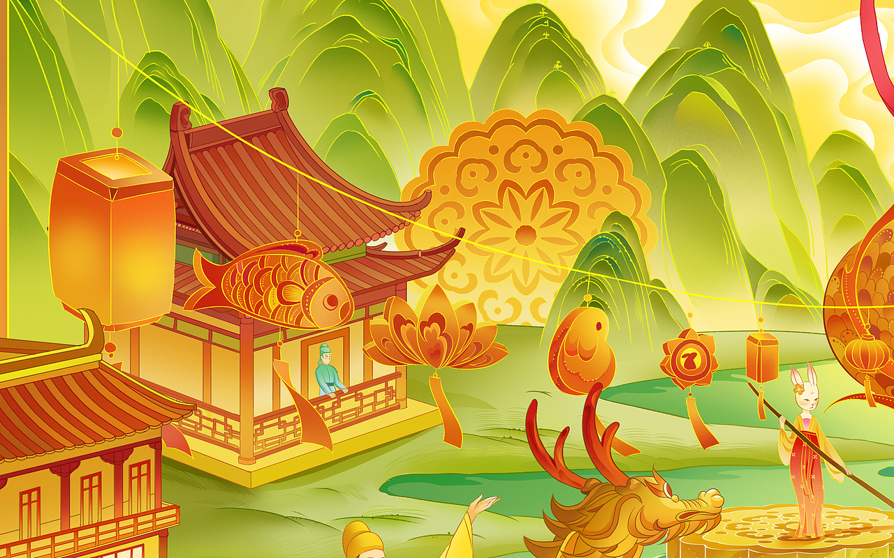 龙年中秋kv 阖家团圆（图ZMzY4MDkyNzU2） - 商业插画 - 站酷设计师小赞恩原创素材 - 站酷ZCOOL