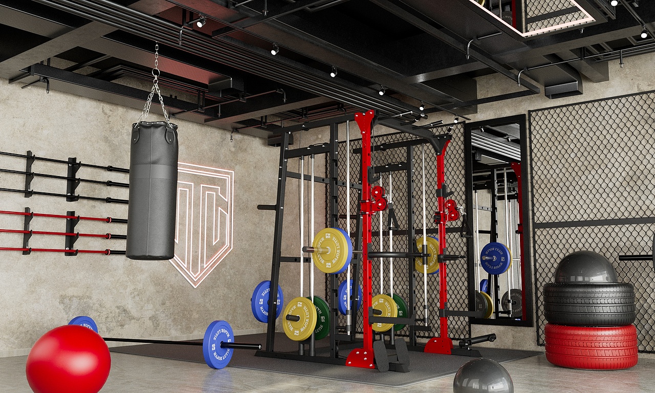 产品渲染-龙门架power cage