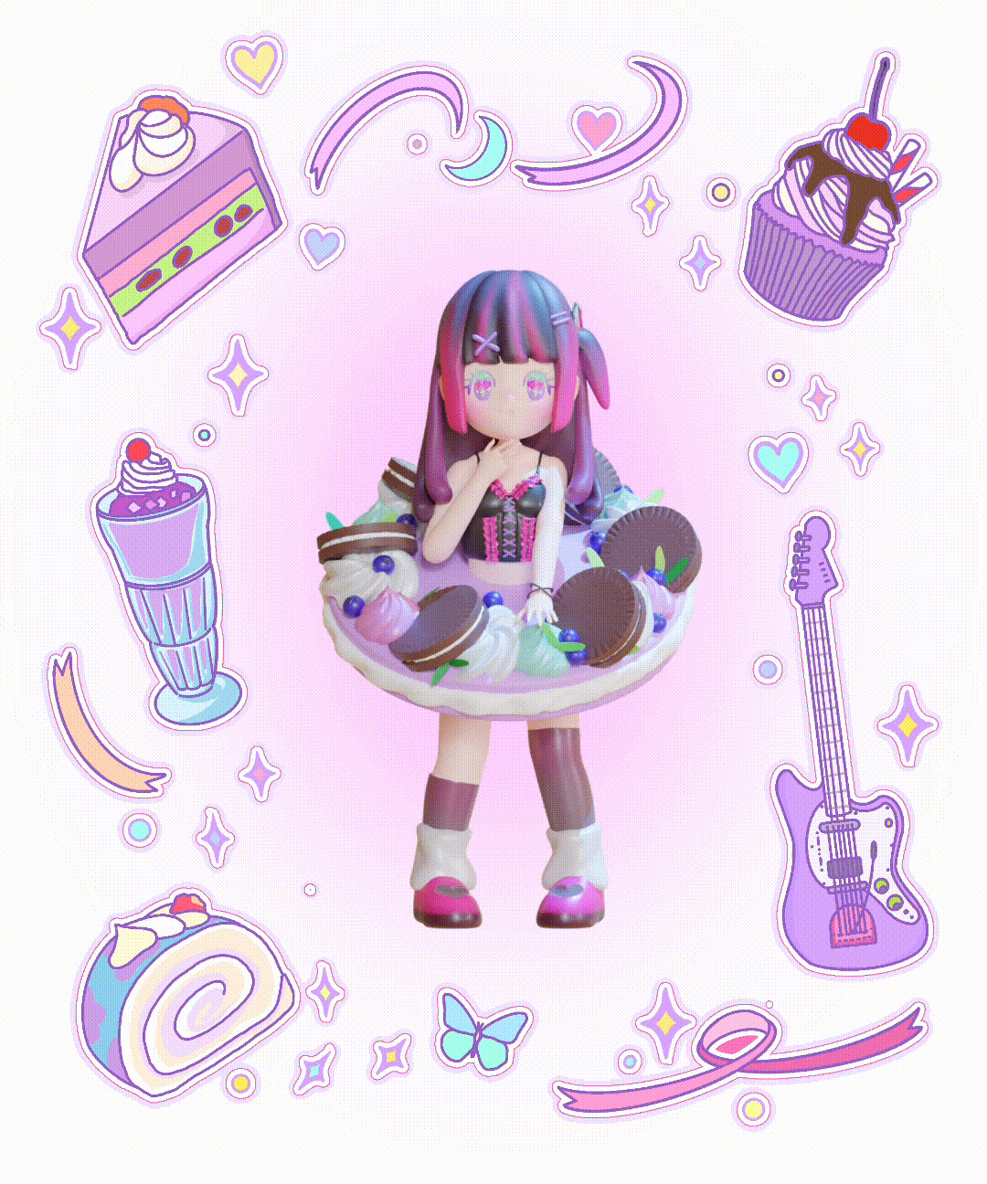 原创ip|电子甜点lovelle “不同口味的电子蝴蝶”