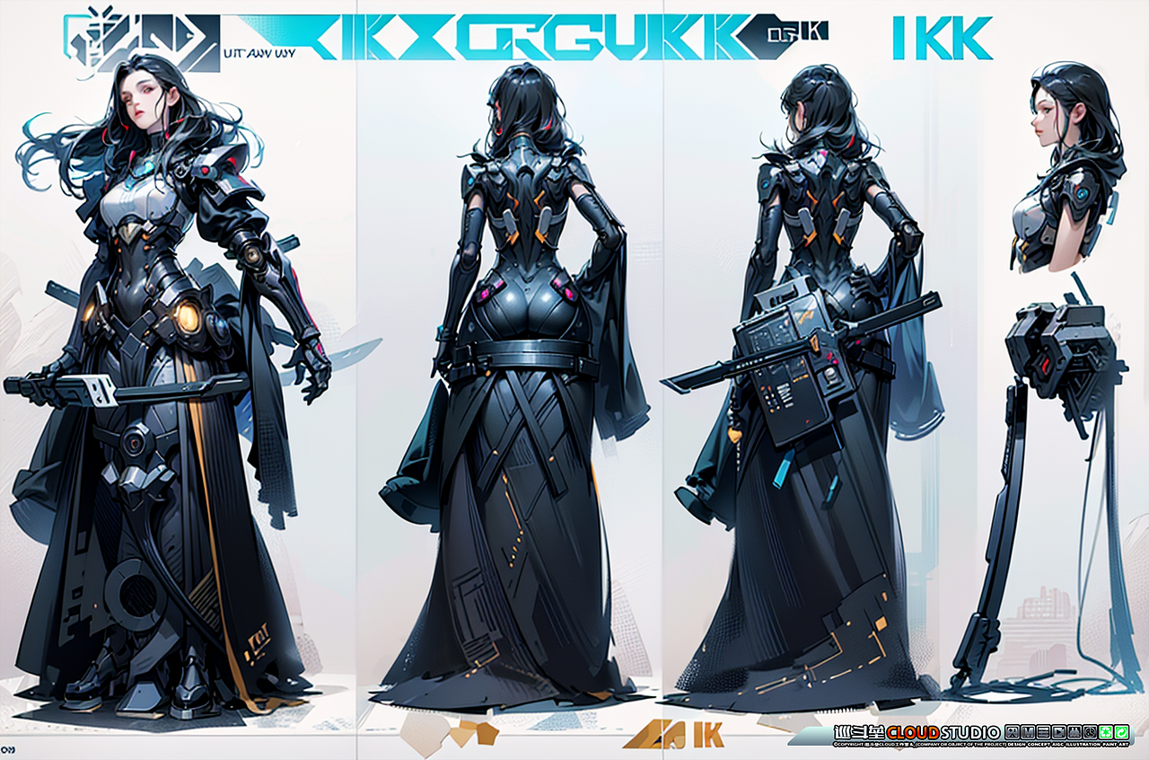 AI原画 赛博朋克Cyberpunk 机甲