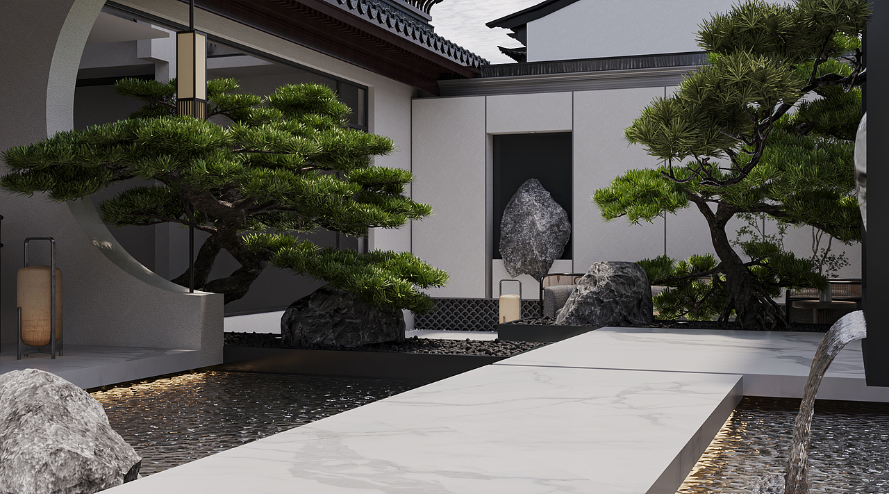 新中式庭院渲染