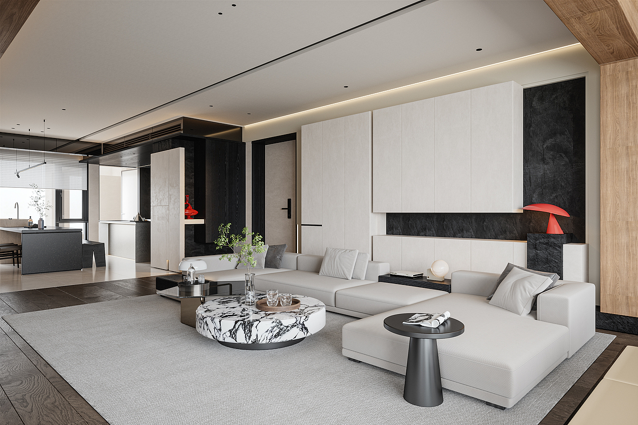 御海天禧现代家装初稿效果图表现