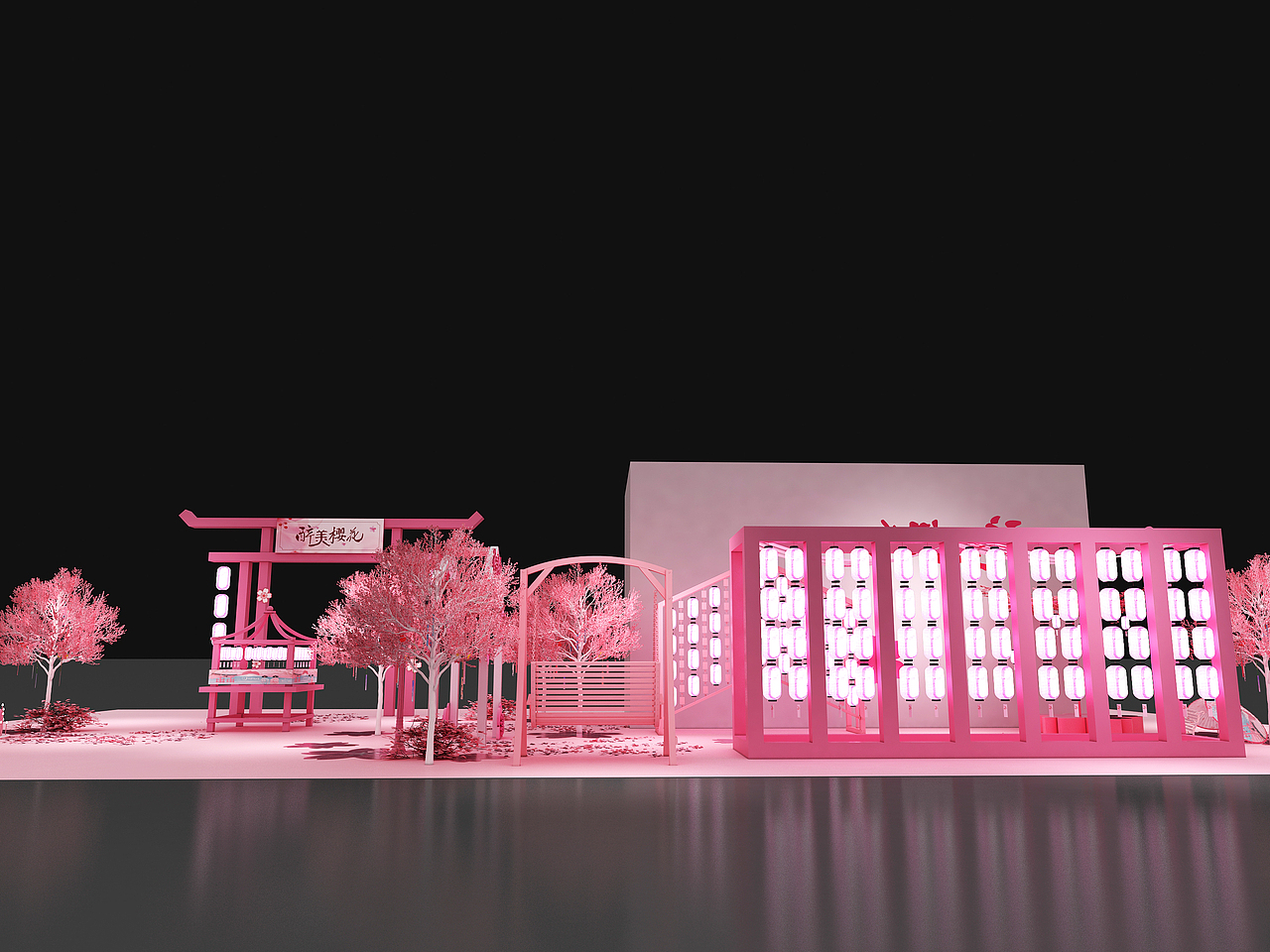 3D效果图设计 商场大型广场樱花节活动美陈设计（图ZMzA5MDM2Mzky） - 场景 - 站酷设计师艾蓝木子原创素材 - 站酷ZCOOL