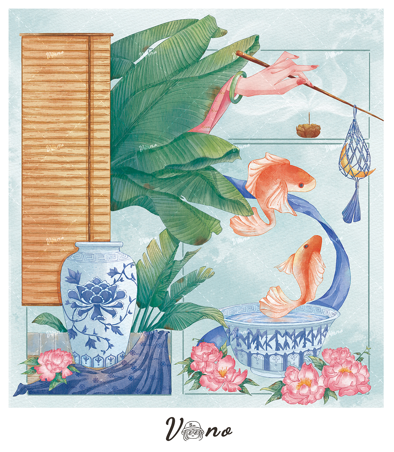 水彩练习(端午和青花瓷分镜水彩)