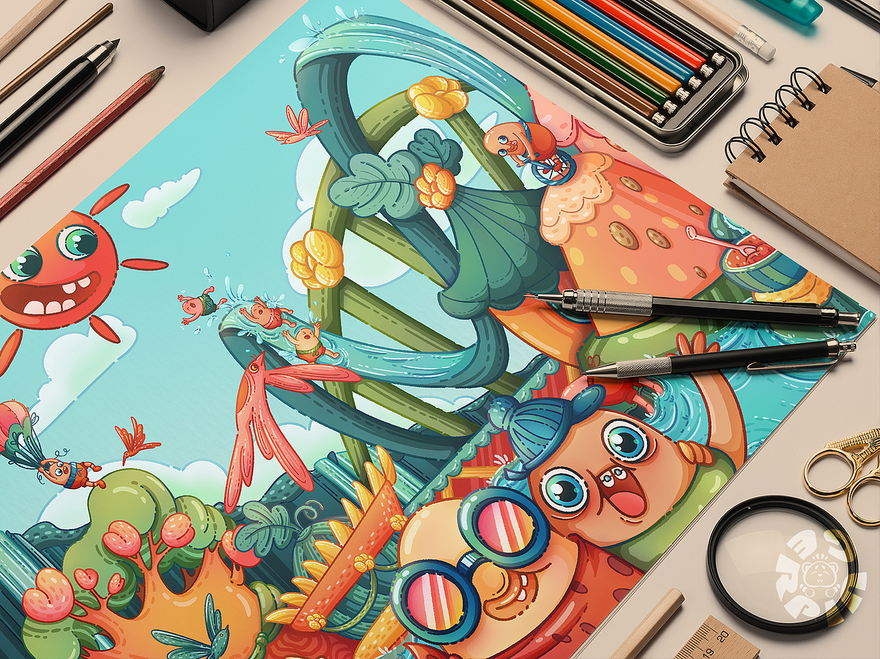 豆子系列之西瓜樂園（圖ZMzQ5NjQ5Mzc2） - 商業(yè)插畫 - 站酷設計師二瓶漫天原創(chuàng)素材 - 站酷ZCOOL