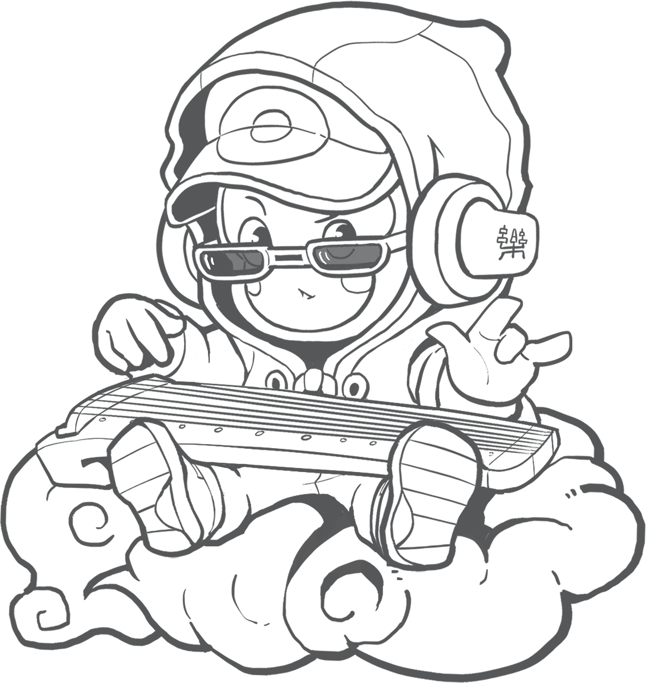 国潮系列小猿手办之围棋小猿、古琴小猿