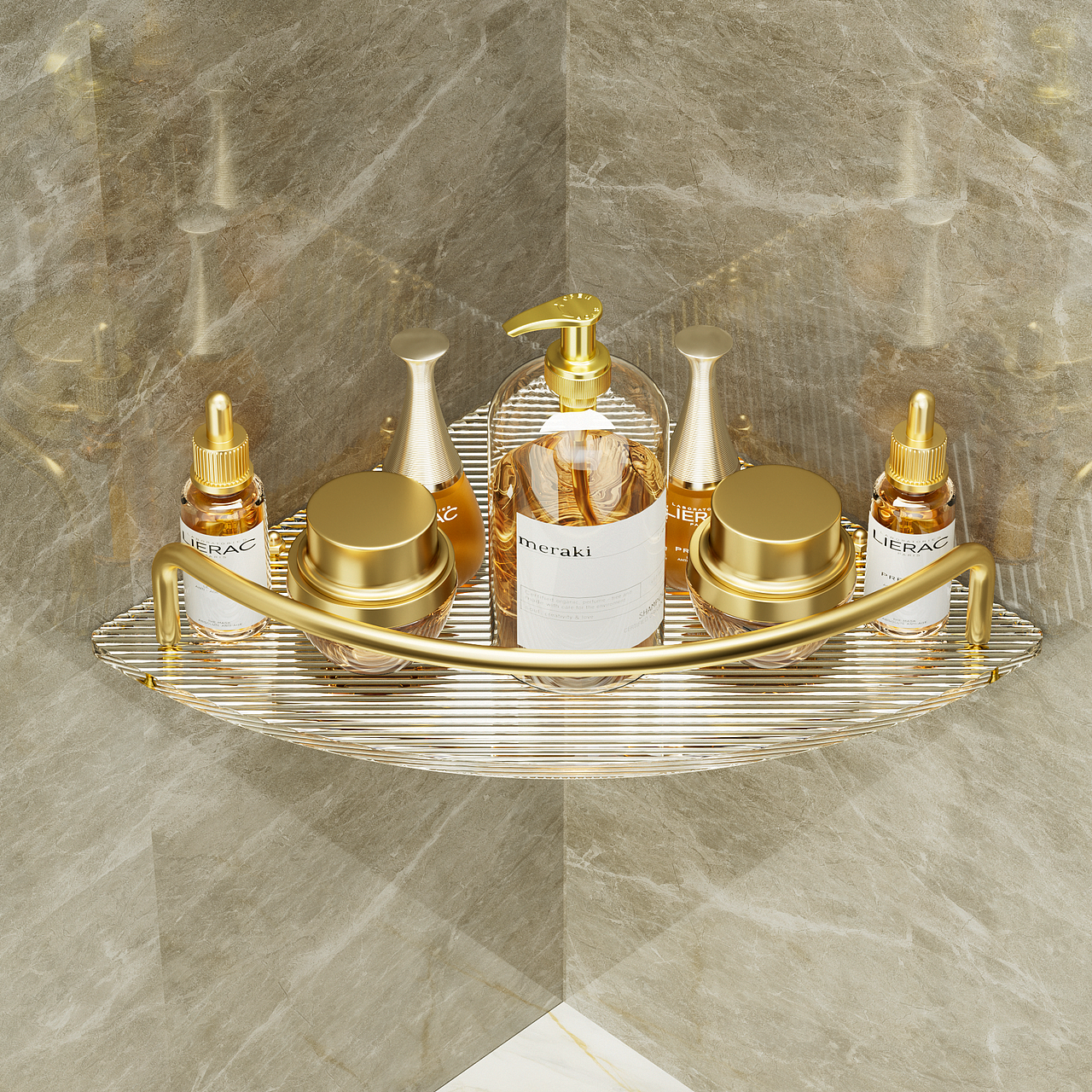 轻奢浴室三角置物架