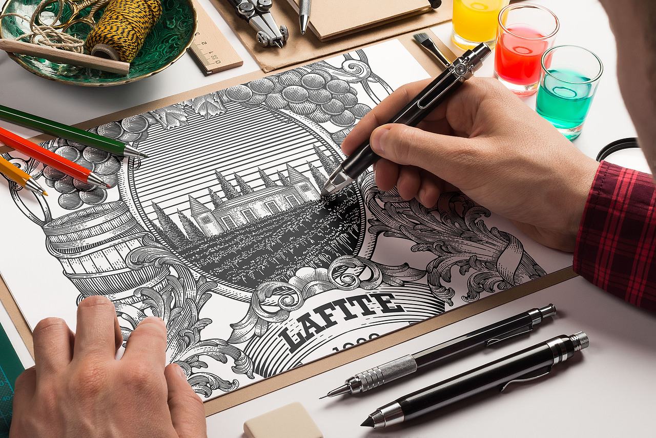 葡萄酒包装版画