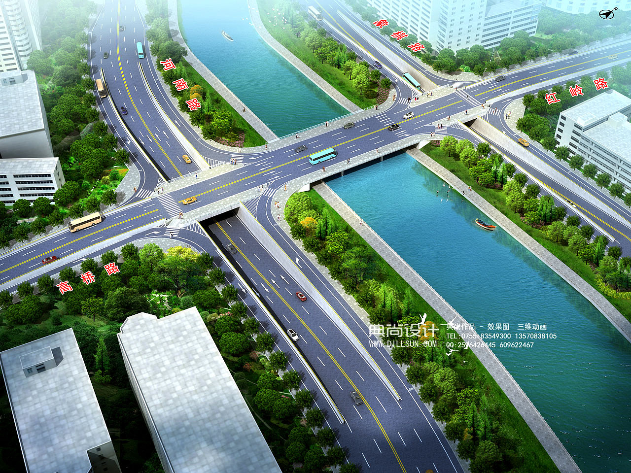 互通效果图3互通立交设计鸟瞰效