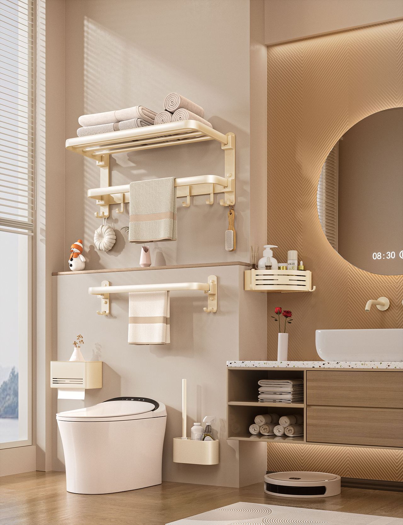 浴巾架/浴室五金挂件写实渲染