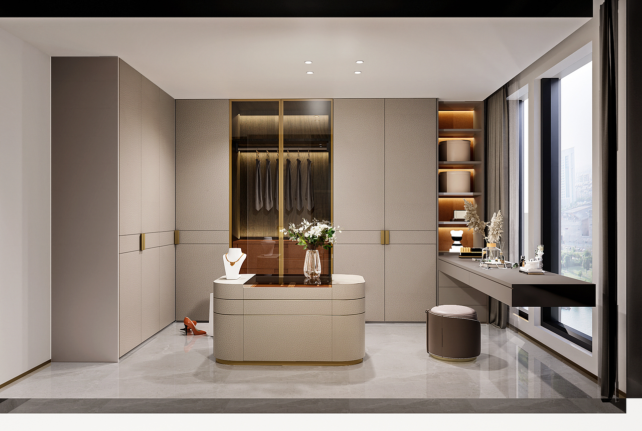 女士衣帽间设计/爱马仕橙