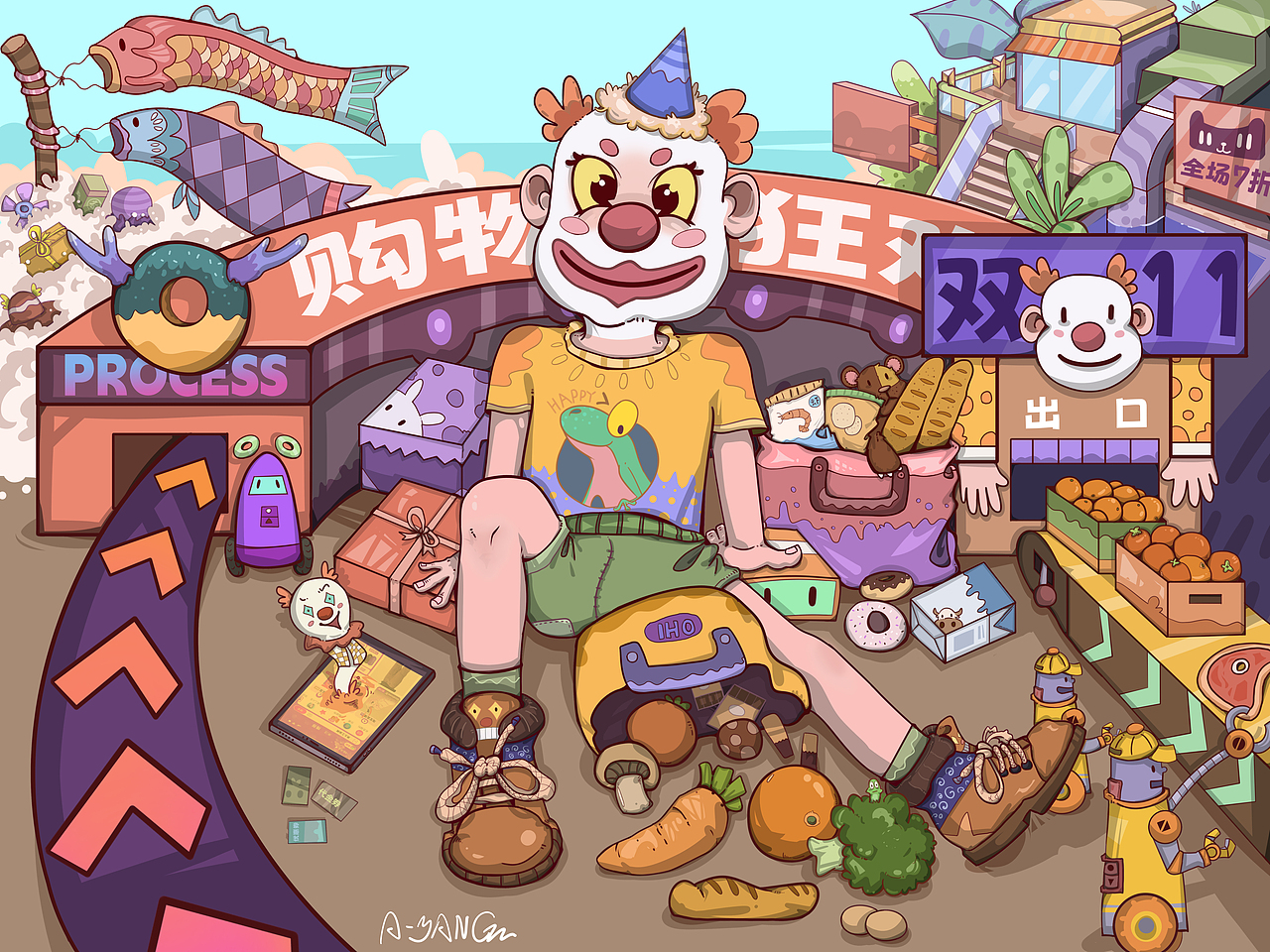 疯狂购物节（图ZMzU4MTE5MDU2） - 商业插画 - 站酷设计师A_yANG9原创素材 - 站酷ZCOOL