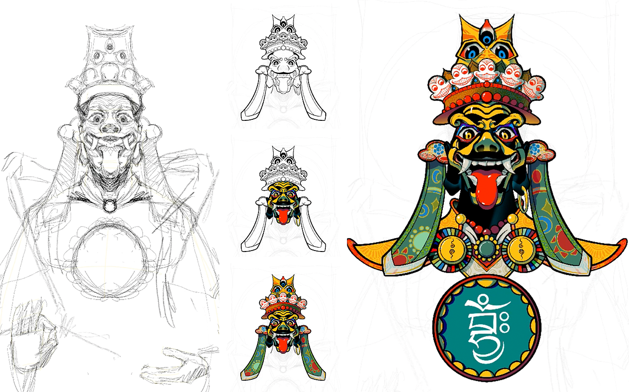赛博唐卡 | 扎基拉姆绘画过程 | #procreate
