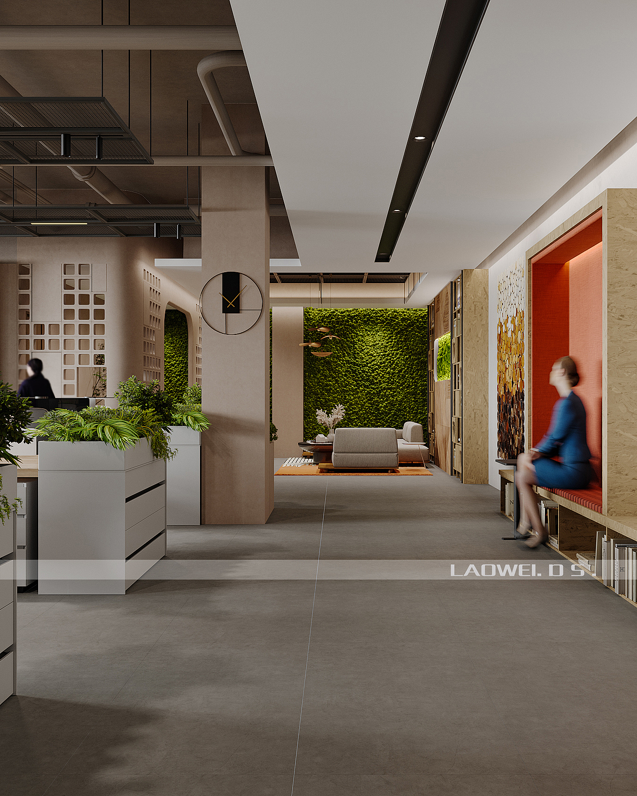 侘寂办公区渲染