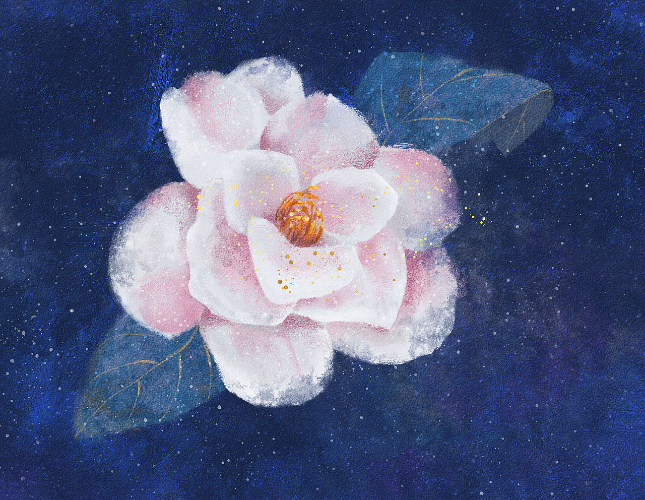 仿岩彩技法描绘果实和花朵