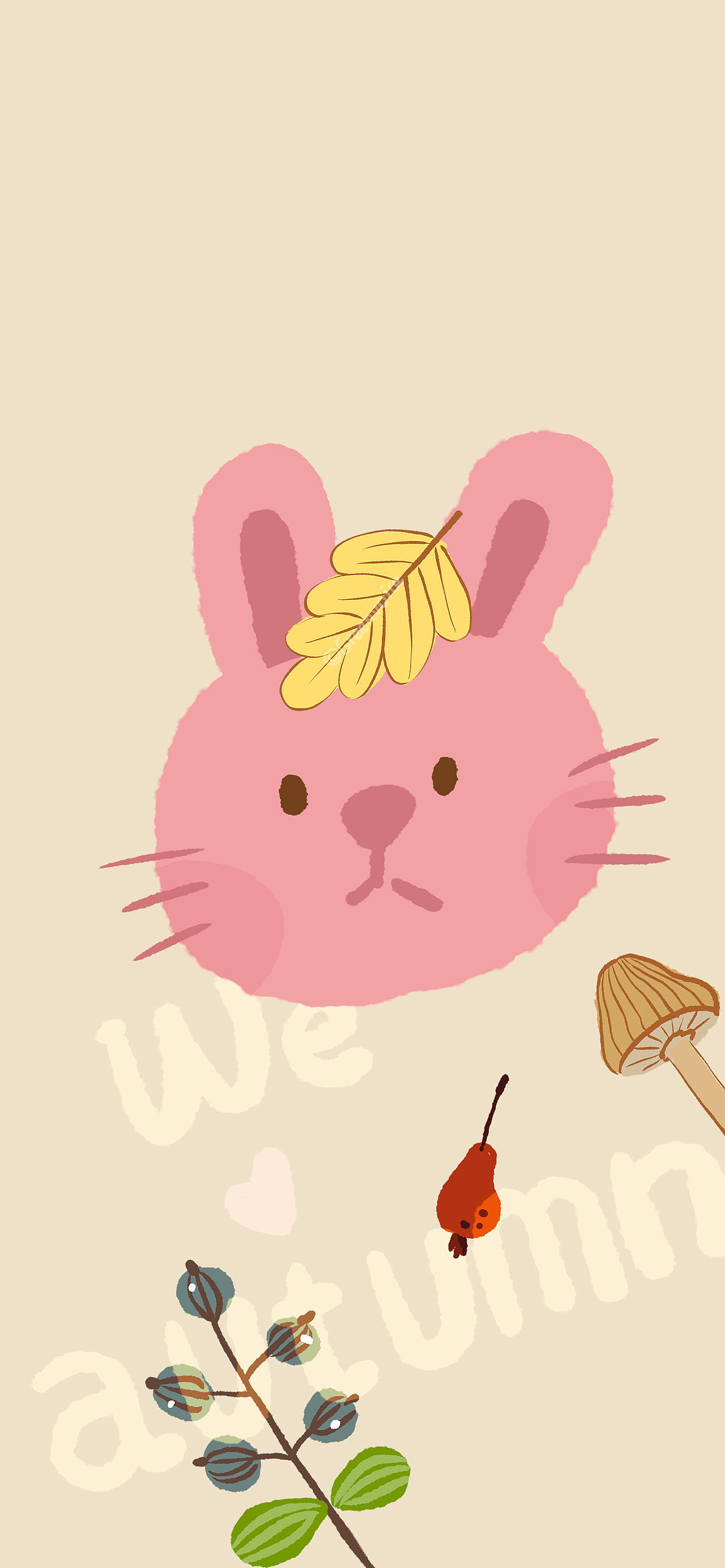 小动物秋天主题-手机壁纸-简笔画可爱兔兔狐狸小熊浣熊