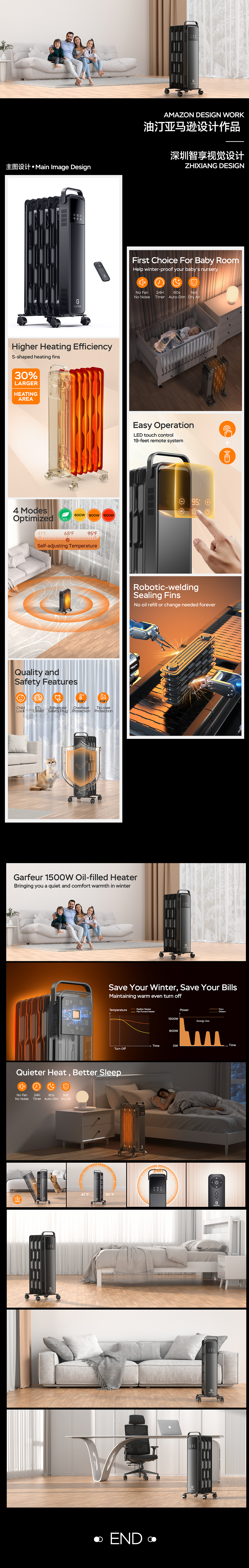 油汀 投影仪 工作灯 亚马逊设计作品