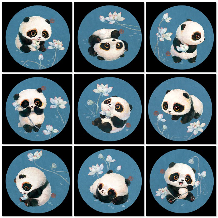 【萌宠by雪娃娃】——熊猫&竹&荷花&银杏&枇杷（图ZMzY5MzI0MTky） - 商业插画 - 站酷设计师雪娃娃童画原创素材 - 站酷ZCOOL