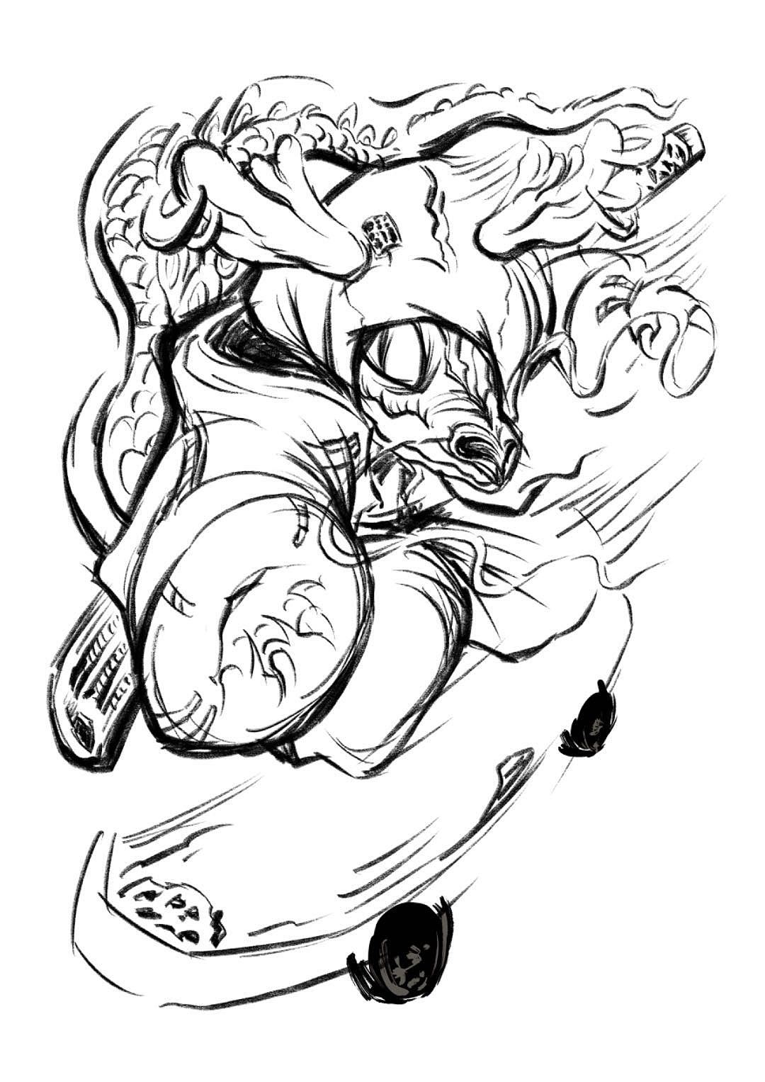 龙年大吉系列——滑板国潮龙